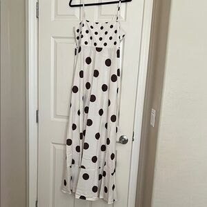 Cream and Brown Polka Dot Maxi Dress
